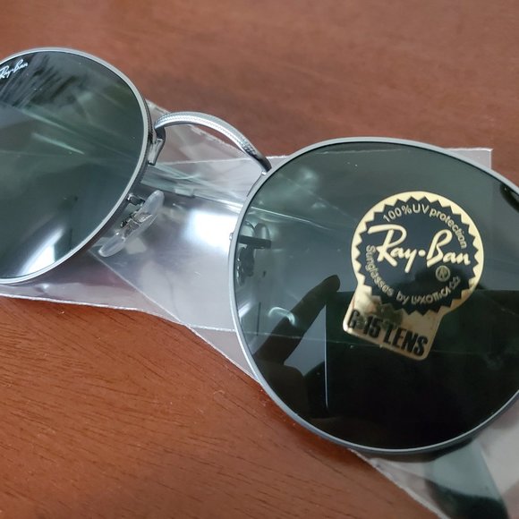 Authentic NWT Ray-Ban RB3447 Round Metal Sunglasses 50-21 Gunmetal Green G-15 - Picture 5 of 8